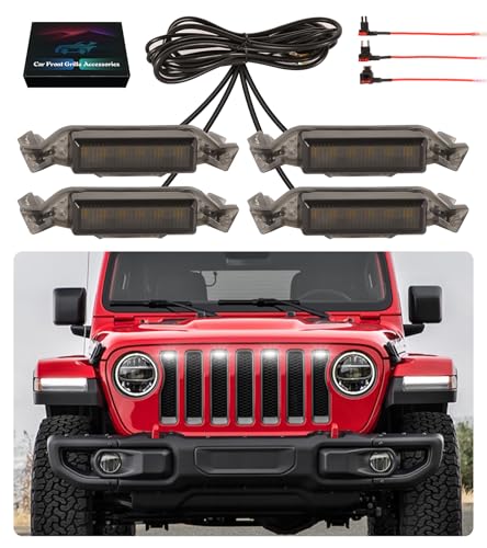 SDPVorn Grill Lights for Jeep Wrangler JL JLU Front Bumper Grille LED Running Marker Lamp Accessories White 20182023 - Image 1
