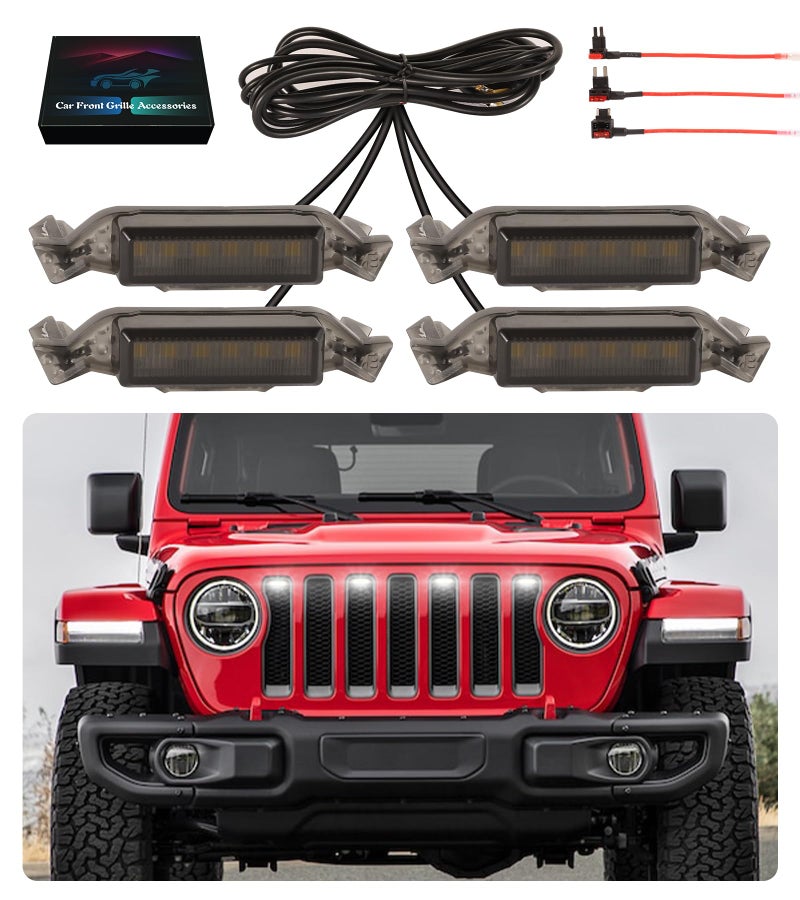 SDPVorn Grill Lights for Jeep Wrangler JL JLU Front Bumper Grille LED Running Marker Lamp Accessories White 20182023 - Image 2