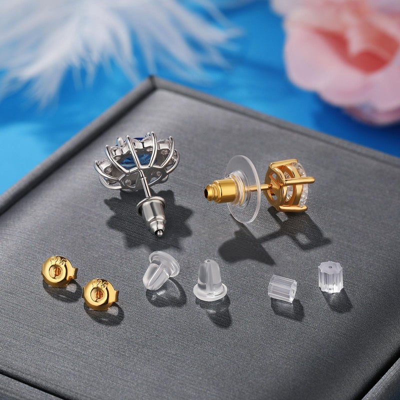 Hazifes 12 Styles 600 Pcs Earring Backs for Studs, Clear Plastic Earrings Hypoallergenic Metal Rubber Silicone Earring Backs Bullet Clutch Stoppers Replacement Kits for Fish Hook Earring Studs Hoops - Image 3