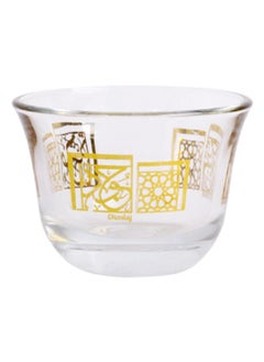 Dimlaj 6-Piece Farah Glass Cawa Cup Set Clear and Gold DJ-43265 