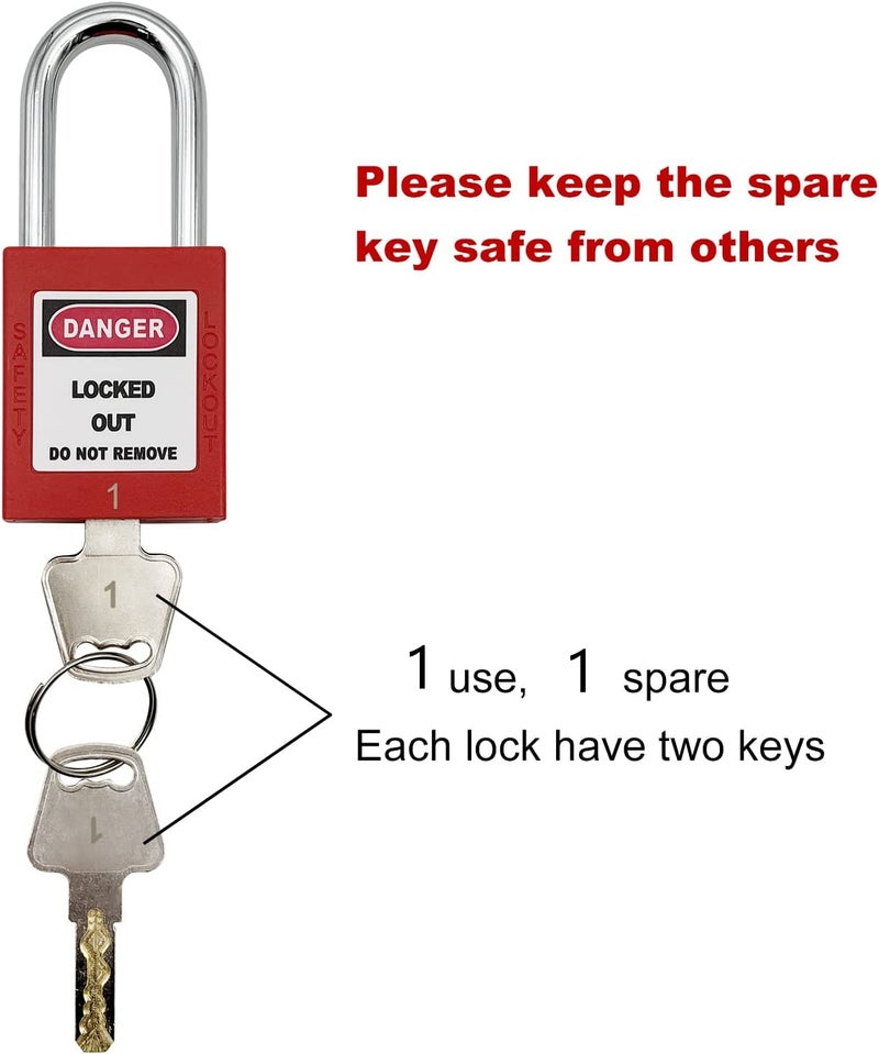 JOJOMARK Lockout Tagout Locks, Safety Padlock, Loto Locks Keyed Differently Lock Out Tag Out 50 pcs Safety Padlocks Plastic with 50 Lockout TagOut Tags Red - Image 3