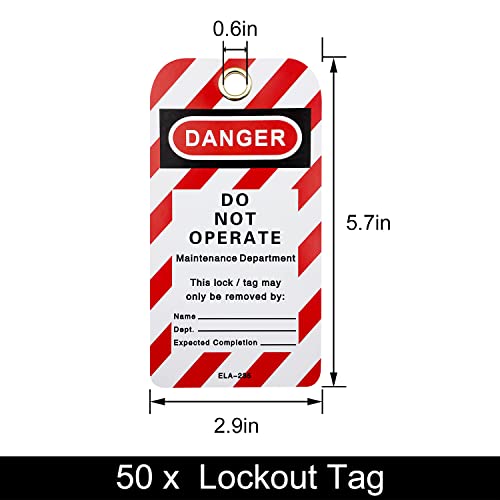 JOJOMARK Lockout Tagout Locks, Safety Padlock, Loto Locks Keyed Differently Lock Out Tag Out 50 pcs Safety Padlocks Plastic with 50 Lockout TagOut Tags Red - Image 4