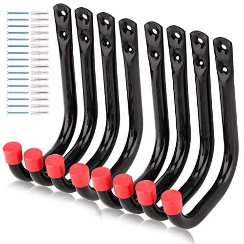 Naikozmo Heavy Duty Steel Garage Storage Utility Hooks, 8 Pack Wall Mount Hanging Storage Utility Naikozmo Hanger, Black and Red - Image 1