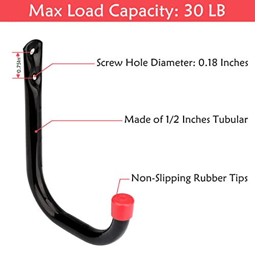 Naikozmo Heavy Duty Steel Garage Storage Utility Hooks, 8 Pack Wall Mount Hanging Storage Utility Naikozmo Hanger, Black and Red - Image 3