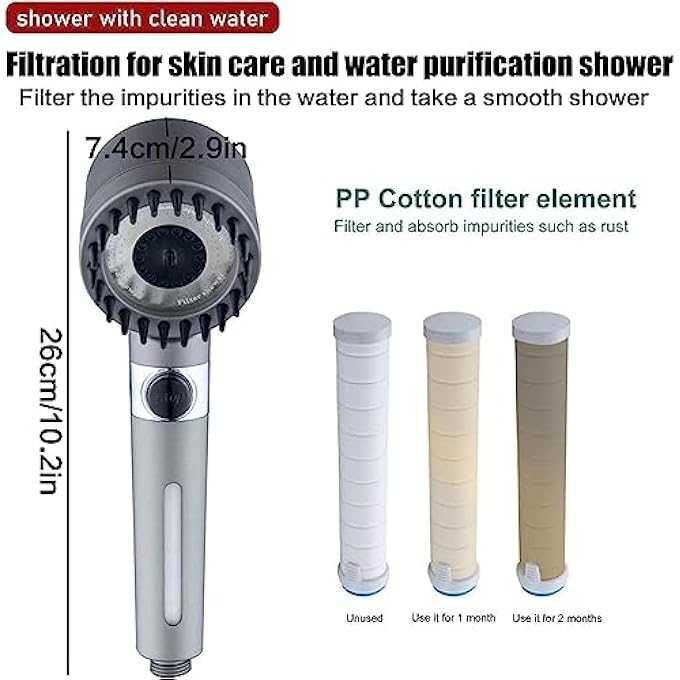 Multifunctional Massage Shower HighPressure Handheld Shower Head Set OneButton Switch 3 Modes Massage and Skin Beauty Shower Showerhead Sprayer with Filter Black - Image 3
