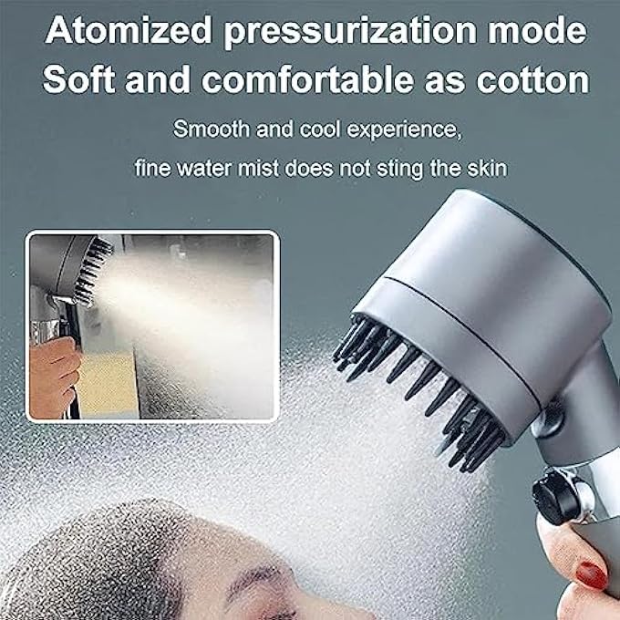 Multifunctional Massage Shower HighPressure Handheld Shower Head Set OneButton Switch 3 Modes Massage and Skin Beauty Shower Showerhead Sprayer with Filter Black - Image 5