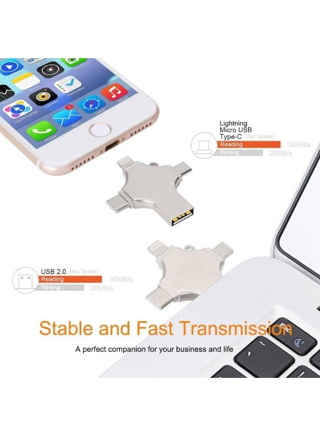 Flash Drive 256GB 4 in 1 OTG Flash Drive USB A USB C Micro USB and iPhone Connector - Image 3