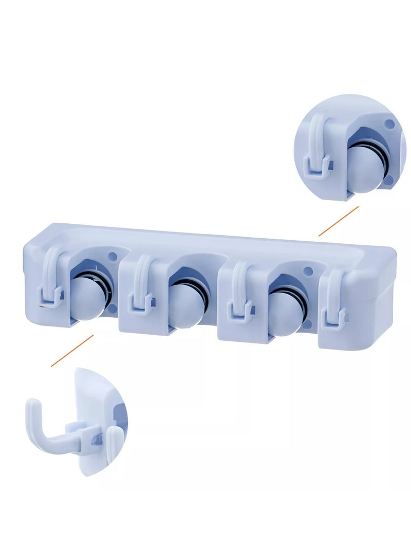 DubaiGallery Wall Broom Holder with 3 Holders and 4 Hooks, Tool Holder, Broom Mop Holder for Wall Mount, Tool Holder Organiser for Home, Garage, Kitchen, Bathroom, Garden, Broom Mop Holder, Grey - Image 2