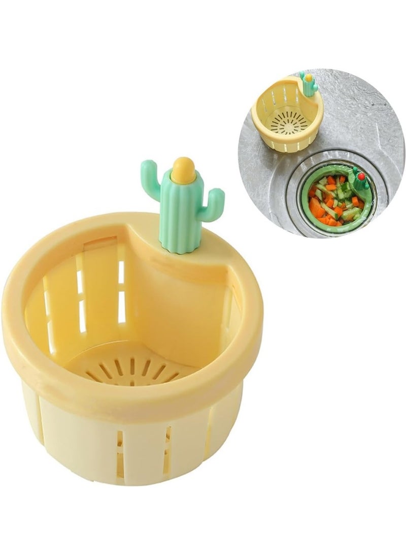 مصفاة حوض مطبخ بزر دفع – سلة نفايات صبار تلقائية بسعة كبيرة، مقبض شعري، وتصميم دوار متعدد الفتحات – أداة مطبخ عملية وعصرية - Image 1