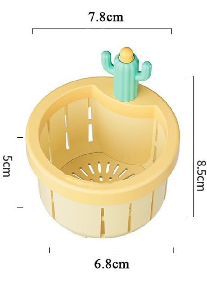 مصفاة حوض مطبخ بزر دفع – سلة نفايات صبار تلقائية بسعة كبيرة، مقبض شعري، وتصميم دوار متعدد الفتحات – أداة مطبخ عملية وعصرية - Image 2
