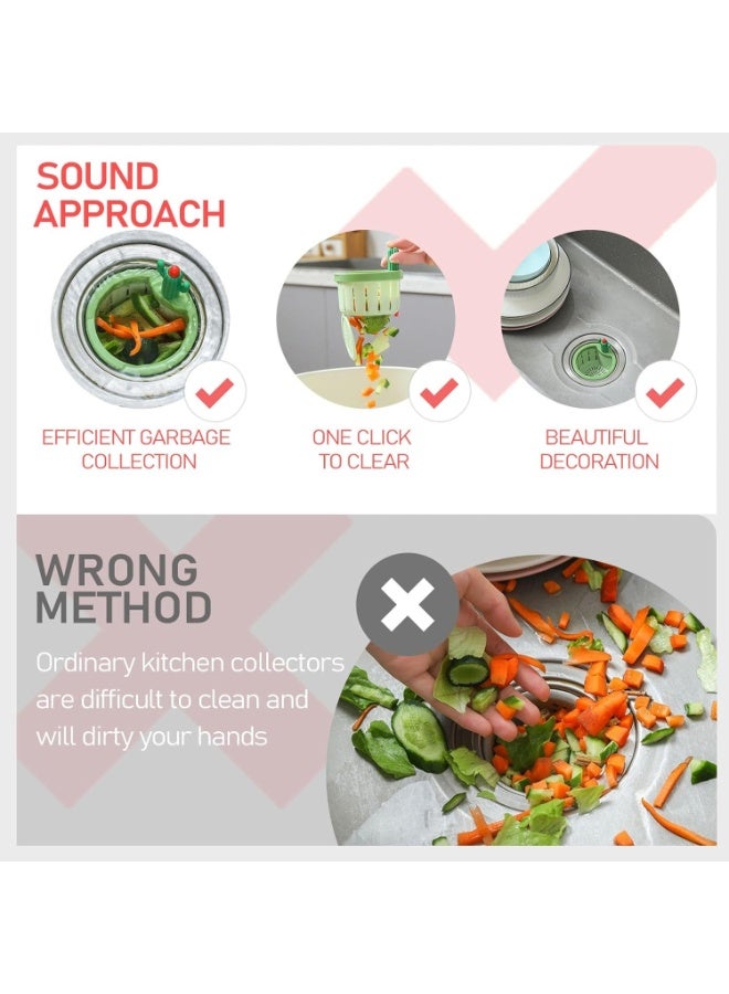 مصفاة حوض مطبخ بزر دفع – سلة نفايات صبار تلقائية بسعة كبيرة، مقبض شعري، وتصميم دوار متعدد الفتحات – أداة مطبخ عملية وعصرية - Image 3