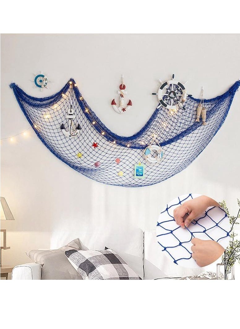 MIXDE Wall Photo Frame Decoration,78.7inch x 59inch Decorative Fish Net With Shells,Mediterranean Style Decor Fish Net With Photo Clip  - Image 3