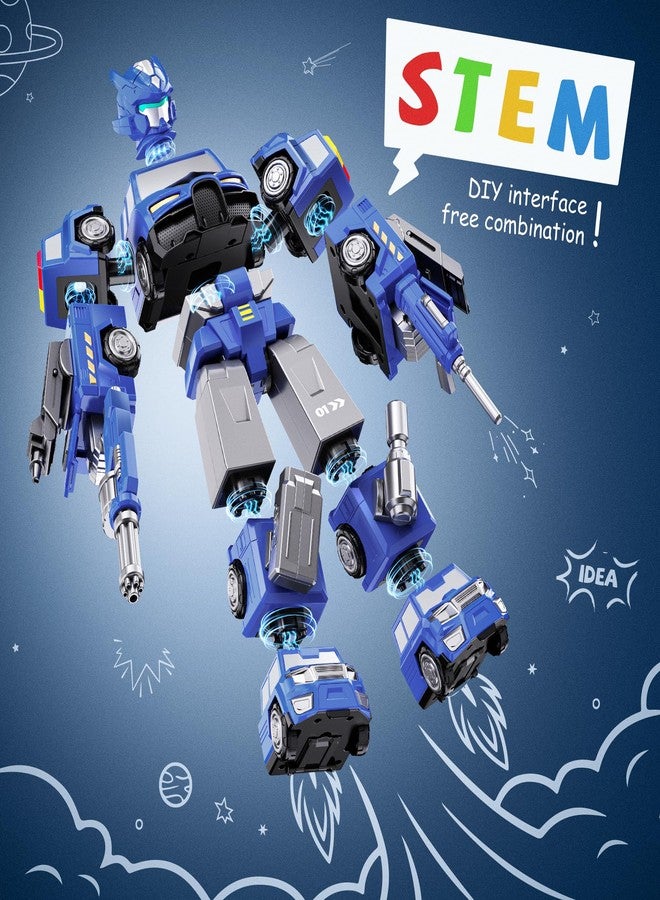 MEWOCHEE Transform Toys for Boys 4-6 5-8, 5 in 1 DIY Assembly Magnetic Robot Boy Toys 5 6 7 8 Year Old, Stem Toys Age 5-7 6-8, Construction Trucks for Kids, for 3 4 5 Year Old Boys - Image 4