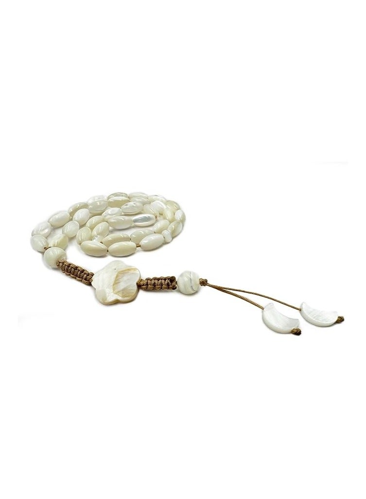 REBUY REBUY Natural Mother of Pearl Rice Beads Tasbih 33 beads (Beads Size 6×12 mm)  - Image 1