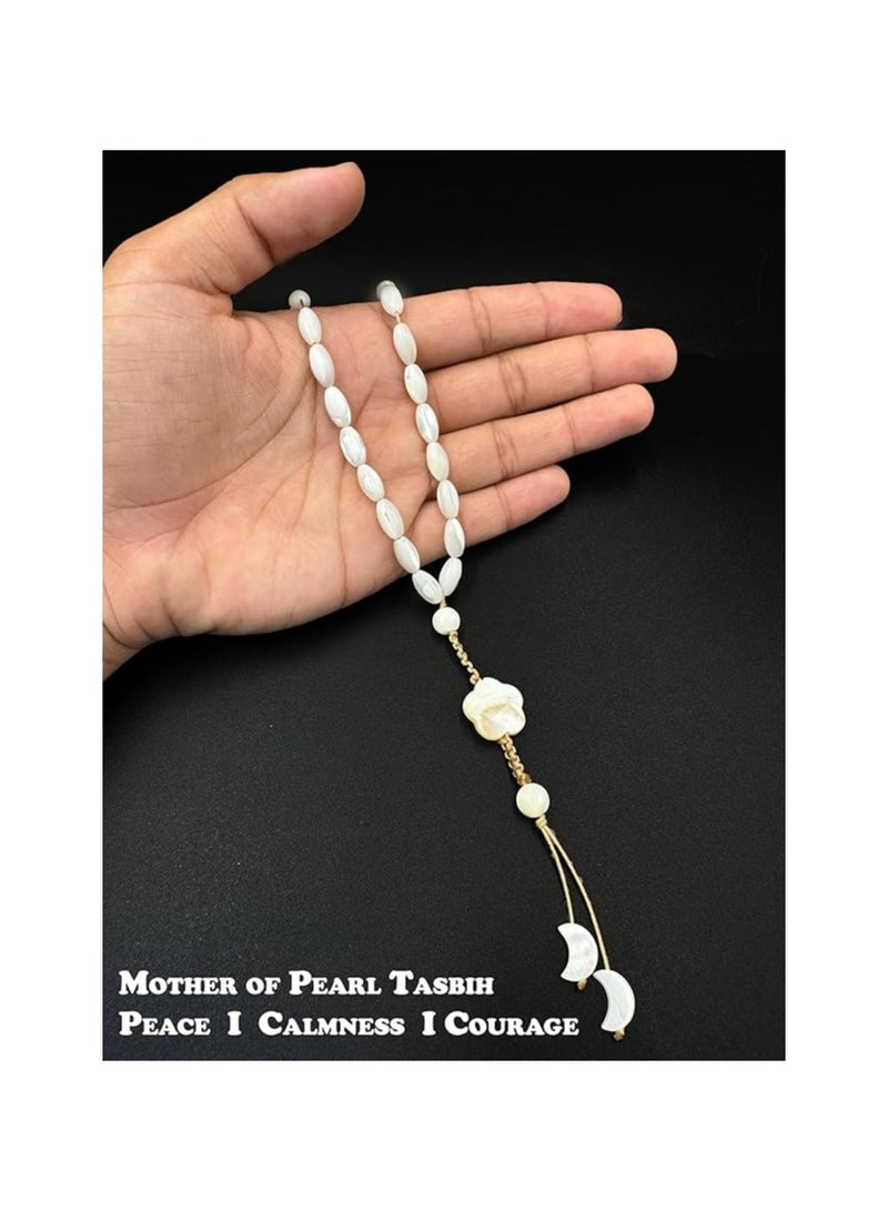 REBUY REBUY Natural Mother of Pearl Rice Beads Tasbih 33 beads (Beads Size 6×12 mm)  - Image 2
