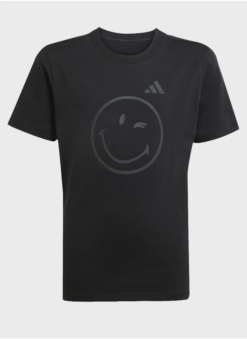 Adidas Youth smiley world graphic t-shirt with shorts
