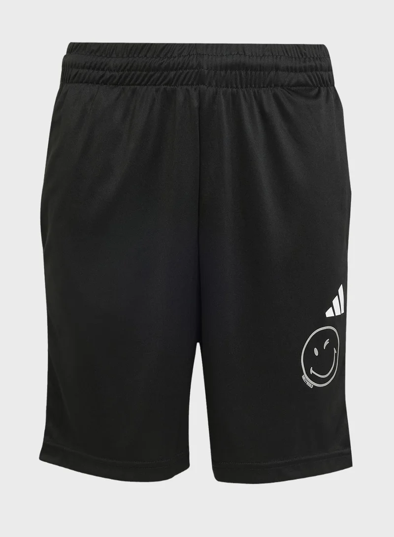 Adidas Youth smiley world graphic t-shirt with shorts