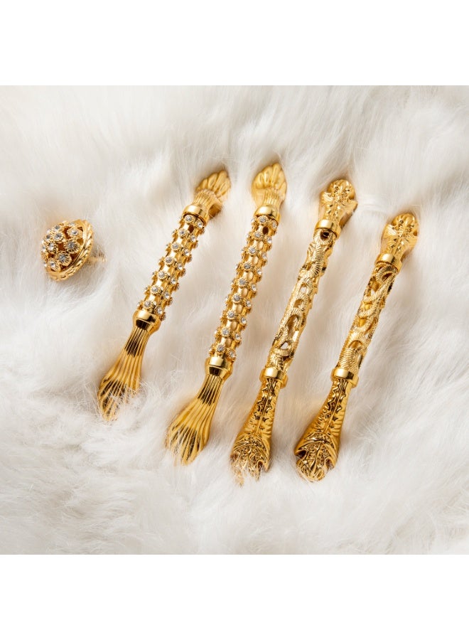 Goo-Ki 6-pack golden cabinet handle, luxurious style drawer handle, sturdy zinc alloy material, suitable for kitchen cabinets, wardrobes, dressing tables, single hole handle design, rust proof, scratch resistant, easy to install (including screws) - Image 2