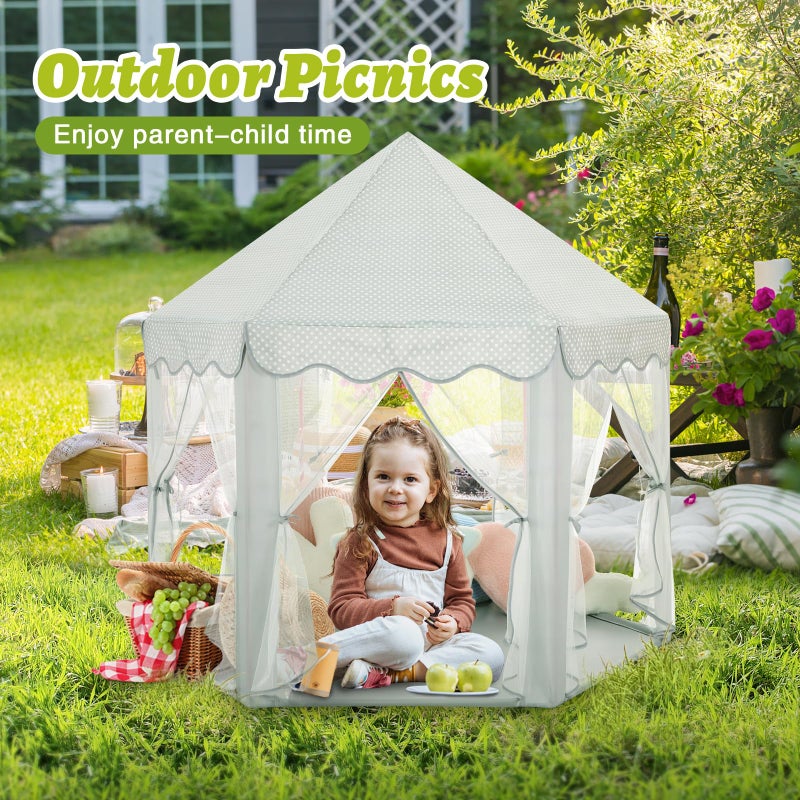 Monobeach Princess Tent Girls Celadon Large Playhouse Kids Castle Play Tent with Star Lights Gift Toy for Children Indoor and Outdoor Games, 55'' x 53'' (DxH) - Image 2