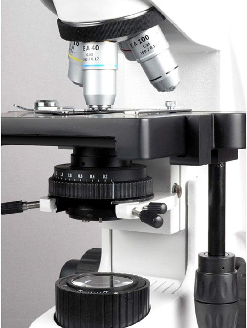 AmScope AmScope B660C Siedentopf Binocular Compound Microscope 40X2500X Magnification WH10x and WH25x SuperWidefield Eyepieces SemiPlan Objectives Brightfield Kohler Condenser DoubleLayer Mechanical Stage  - Image 5