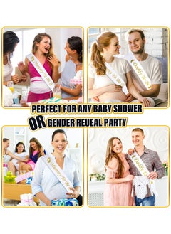 RTYY Baby Shower Mummy to Be Sash Baby Gender Reveal Sash White Mommy Sash And Daddy to Be Sash for Boy or Girl Gender Reveal and Baby Showers Decorations  - Image 5