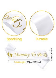 RTYY Baby Shower Mummy to Be Sash Baby Gender Reveal Sash White Mommy Sash And Daddy to Be Sash for Boy or Girl Gender Reveal and Baby Showers Decorations  - Image 3