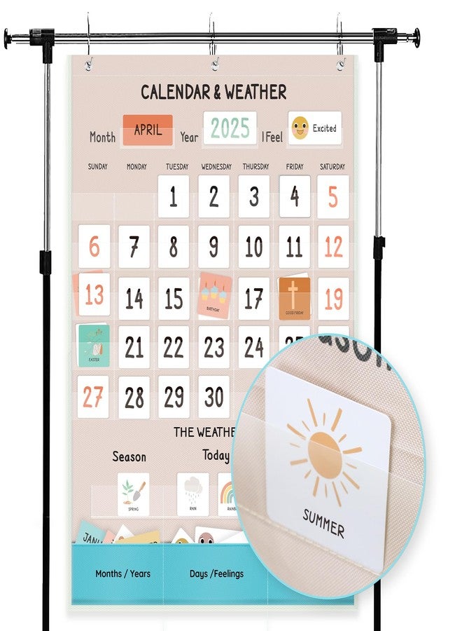 ALSLEA Calendar and Weather Pocket Chart for Classroom, Large Calendar for Kids, Preschool Toddler Learning Activities Chart, Back to School Supplies, Homeschool and Teacher Essentials 35½" x 25½" - Image 4