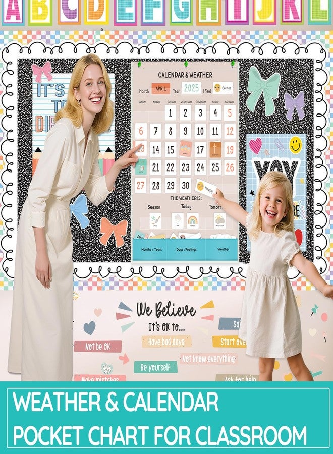 ALSLEA Calendar and Weather Pocket Chart for Classroom, Large Calendar for Kids, Preschool Toddler Learning Activities Chart, Back to School Supplies, Homeschool and Teacher Essentials 35½" x 25½" - Image 3