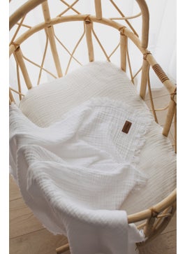 Zeypba White Muslin 4-layer Muslin Baby & Kids Muslin Cover 100% Cotton 110X110CM  - Image 1