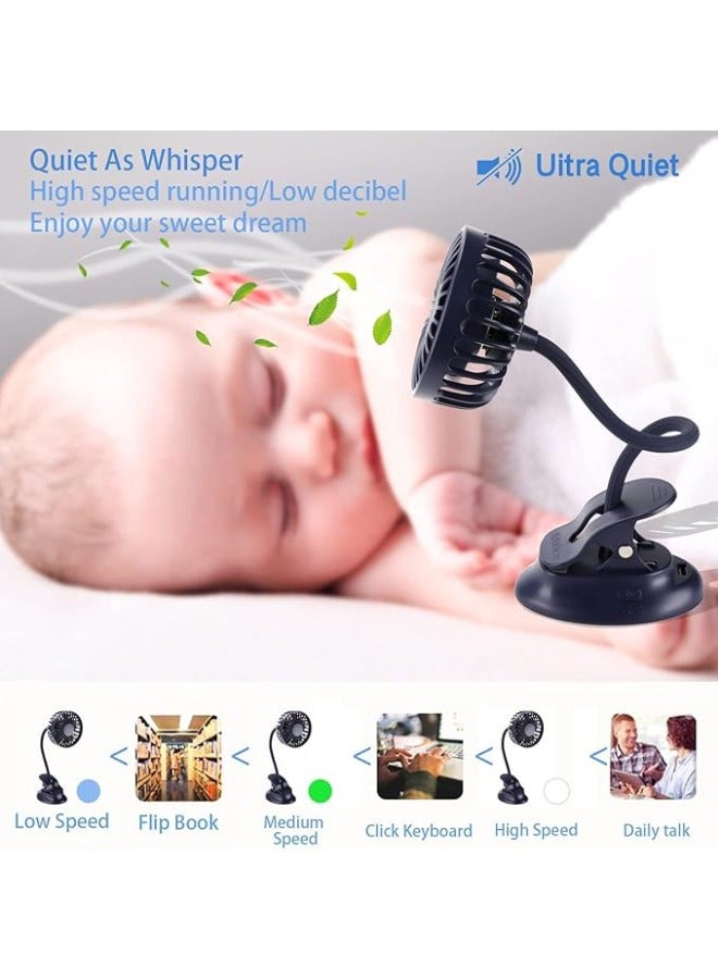 SUCITY Fan with Clips，Hands-free ，Portable Fan, Mini Fan, Handheld Fan, Personal Fan With Clip Rechargeable Portable 3 Speeds, 360° Rotate Personal Cooling Fan for Home Office Stroller Camping,Outdoor,Tent, Treadmill, Golf, Cart - Image 5
