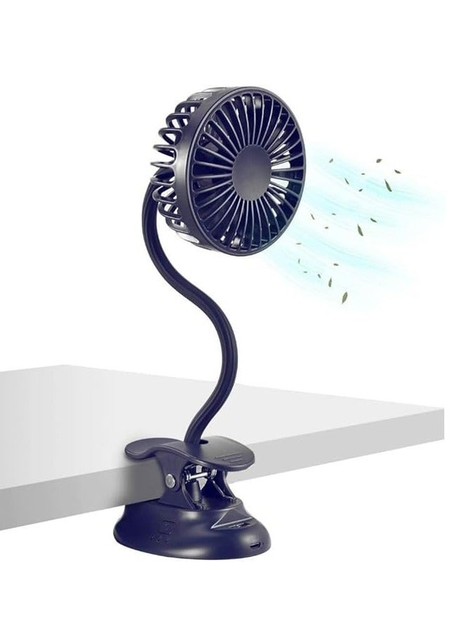 سوسيتي مروحة مع مشابك، بدون استخدام اليدين، تعديل بزاوية 360 درجة، مروحة محمولة، مروحة صغيرة، مروحة يدوية، مروحة شخصية مع مشبك قابلة لإعادة الشحن محمولة بثلاث سرعات، مروحة تبريد شخصية تدور 360 درجة للمنزل والمكتب وعربة الأطفال والتخييم والأنشطة الخارجية والخيام وجهاز المشي والجولف وعربة الأطفال - Image 2