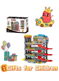 JoyousSto 4 story Parking Garage Toy Playset, Race Car Ramp Track Toys Sets Garage Playset with 5 Little Alloy Cars Adventure Track  - Image 3
