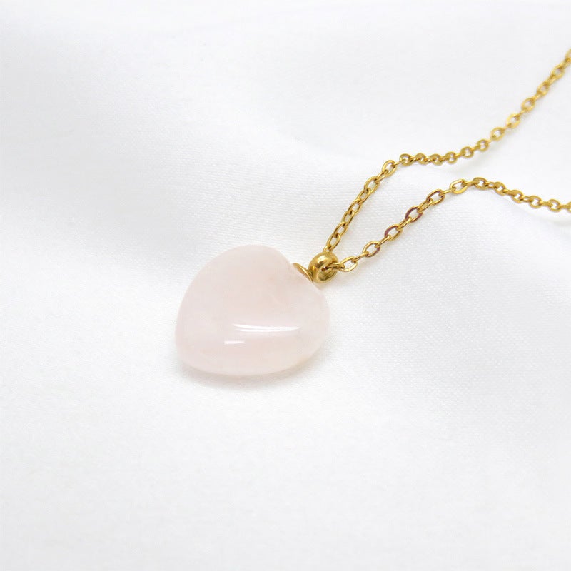 Generic 12mm Heart Pendant Chic Natural Stone Necklace powder crystal 