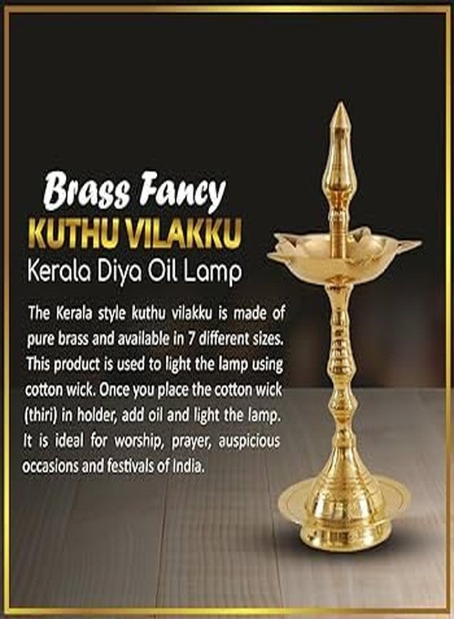 Copperika Premium Brass Diya Kerala Samai 9 Inch (Set of 2) Traditional Oil Lamp Deepak Lamp Kutthu vilakku Panchmahal Deepam for Pooja Mandir Diwali Indian Puja Return Gift for Home Office Temple - Image 3