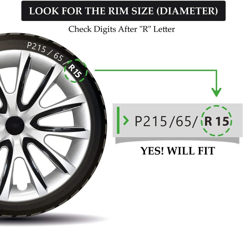 DEMULAX 15-Inch Hubcaps Wheel Rim Cover Set - Image 3