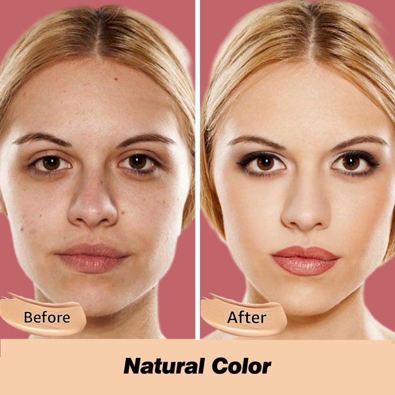 Kriloneal CC Cream Foundation Mushroom Head Air Cushion Face Makeup Moisturizing Concealer Waterproof Oil Control Long-Lasting Nude Makeup Even Skin Tone for All Skin Types (Nature) - Image 2