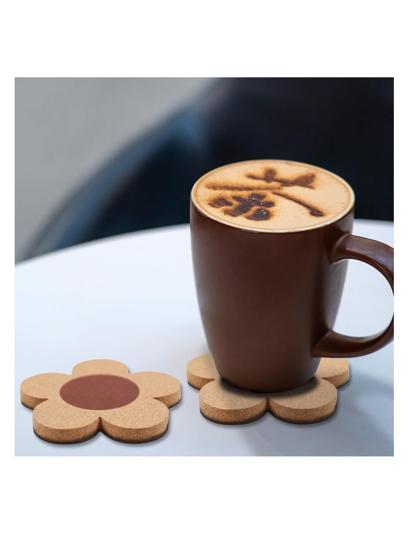 KASTWAVE 12 Pcs Flower Cork Coaster for Drinks, Absorbent and Reusable Non-Slip Heat Resistant Coffee Coasters, 100% Natural Cork for Tabletop Protection Coasters, Kitchens, Work desks Coasters - Image 2