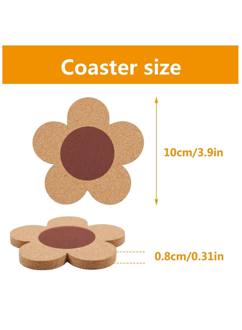 KASTWAVE 12 Pcs Flower Cork Coaster for Drinks, Absorbent and Reusable Non-Slip Heat Resistant Coffee Coasters, 100% Natural Cork for Tabletop Protection Coasters, Kitchens, Work desks Coasters - Image 3