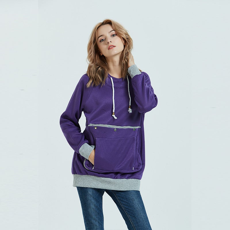 Oversized Pocket Hoodie Sweatshirt for Women navy blue  - Image 4