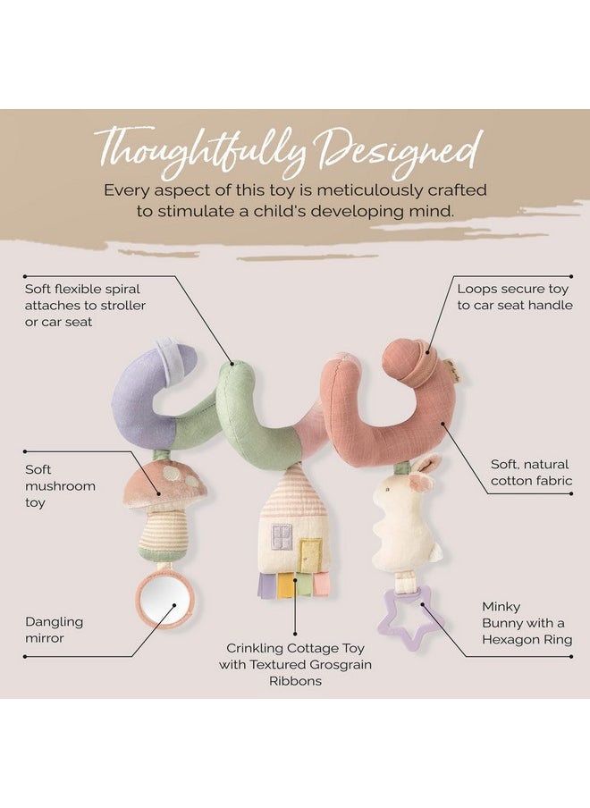 Itzy Ritzy Spiral Car Seat & Stroller Activity Toy - Stroller & Car Seat Toys For Ages 0 Months And Up - Hanging Toys Include Dangling Ring, Mirror And Textured Ribbons (Pastel Rainbow)  - Image 3
