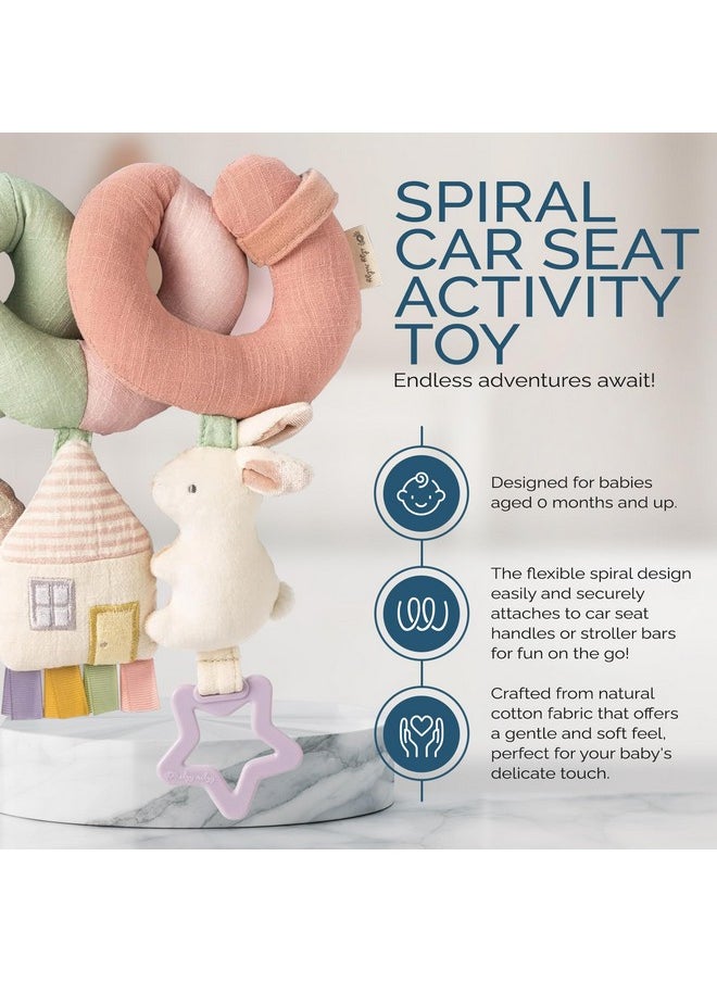 Itzy Ritzy Spiral Car Seat & Stroller Activity Toy - Stroller & Car Seat Toys For Ages 0 Months And Up - Hanging Toys Include Dangling Ring, Mirror And Textured Ribbons (Pastel Rainbow)  - Image 2