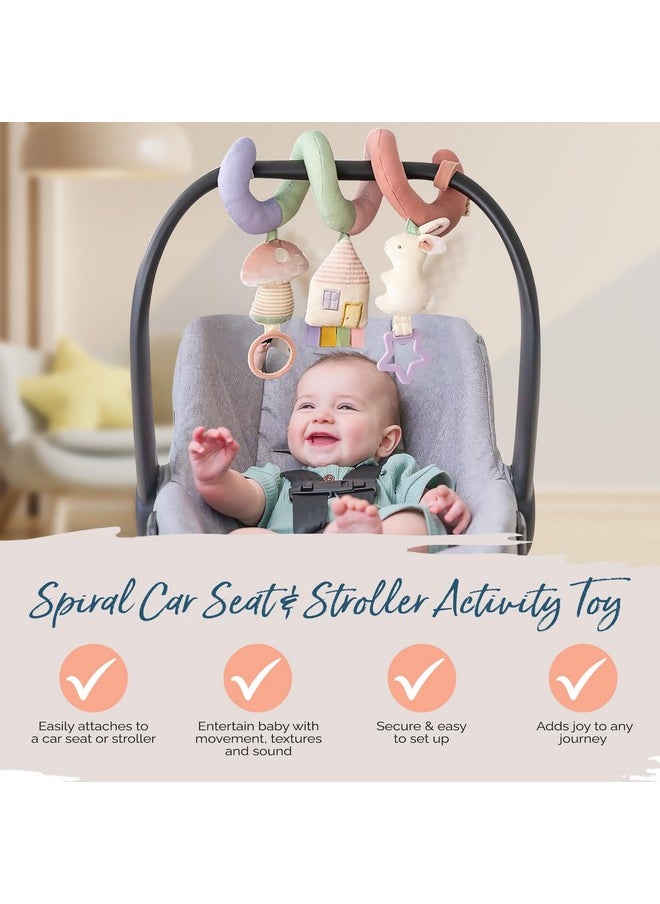 Itzy Ritzy Spiral Car Seat & Stroller Activity Toy - Stroller & Car Seat Toys For Ages 0 Months And Up - Hanging Toys Include Dangling Ring, Mirror And Textured Ribbons (Pastel Rainbow)  - Image 1
