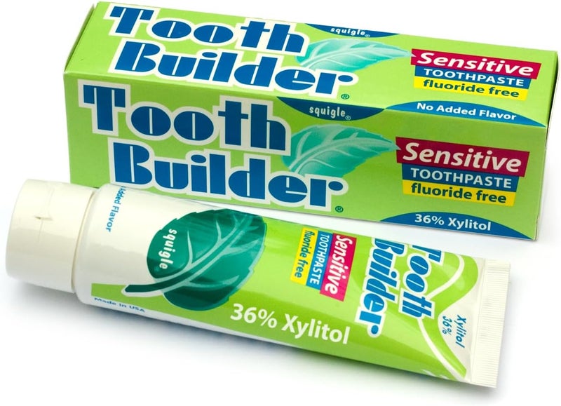 Squigle Tooth Builder Sensitive Toothpaste 36 Natural Xylitol SLS Free Fluoride Free Prevents Mouth Ulcer Canker Sore Bad Breath Perioral Dermatitis Chapped Lips Soothes Dry Mouth 1 Pack - Image 1