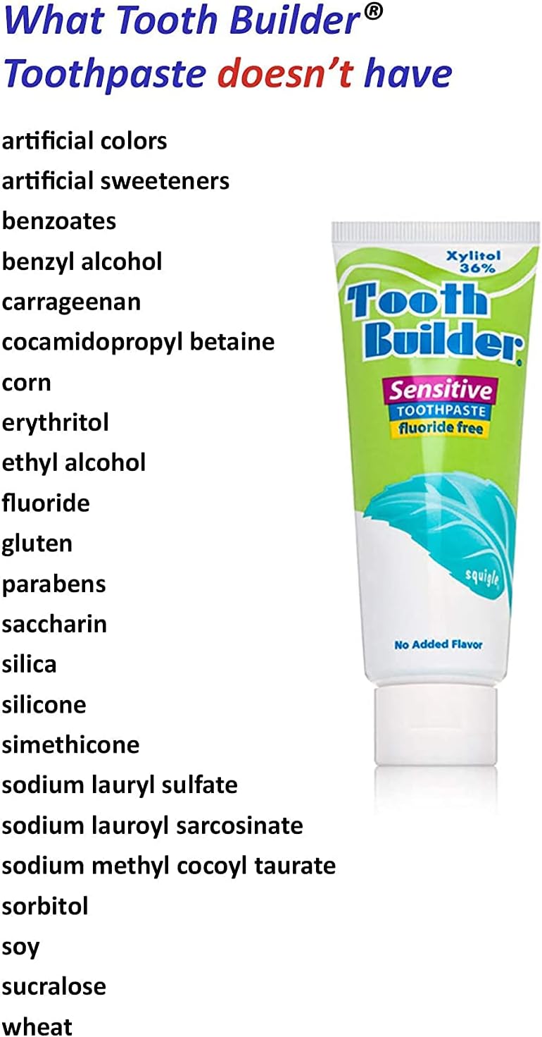 Squigle Tooth Builder Sensitive Toothpaste 36 Natural Xylitol SLS Free Fluoride Free Prevents Mouth Ulcer Canker Sore Bad Breath Perioral Dermatitis Chapped Lips Soothes Dry Mouth 1 Pack - Image 4
