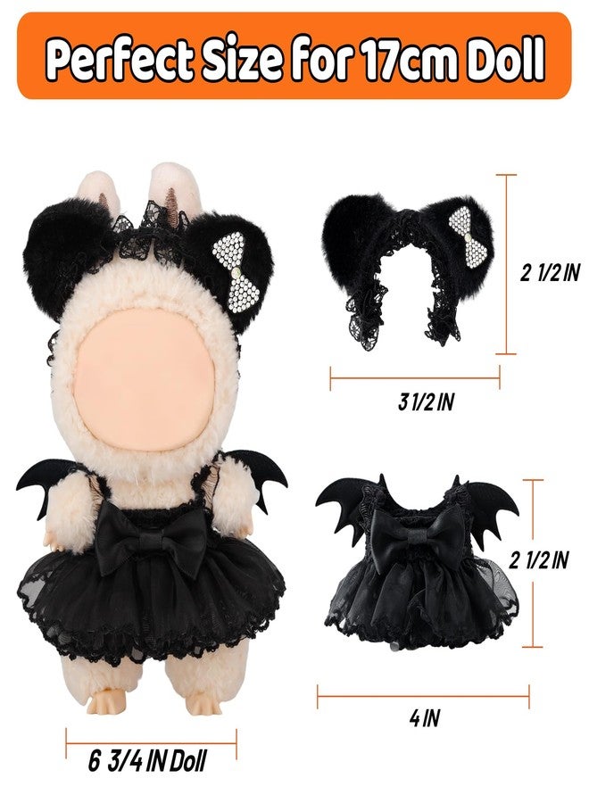 HAPINYOU 2 Pcs Doll Clothes Compatible with 17cm Lububu Clothes, Black Outfit Accessories Sets Include 1 Dress 1 Hairpin for Dolls Premium Outfit (No Doll) - Image 2