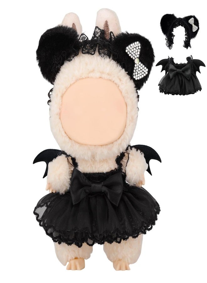 HAPINYOU 2 Pcs Doll Clothes Compatible with 17cm Lububu Clothes, Black Outfit Accessories Sets Include 1 Dress 1 Hairpin for Dolls Premium Outfit (No Doll) - Image 1