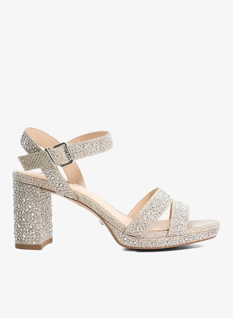 ديون لندن صنادل بكعب عالٍ بحزام للكاحل