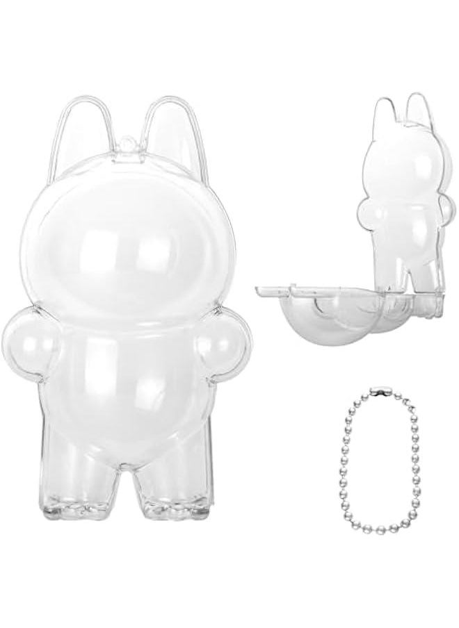 Arabest Clear Figure Display Case Compatible with LABUBU Have a Seat Plush Toy, Protective Cover with Keychain,Transparent PVC Bag for Storage(Standing)  - Image 1