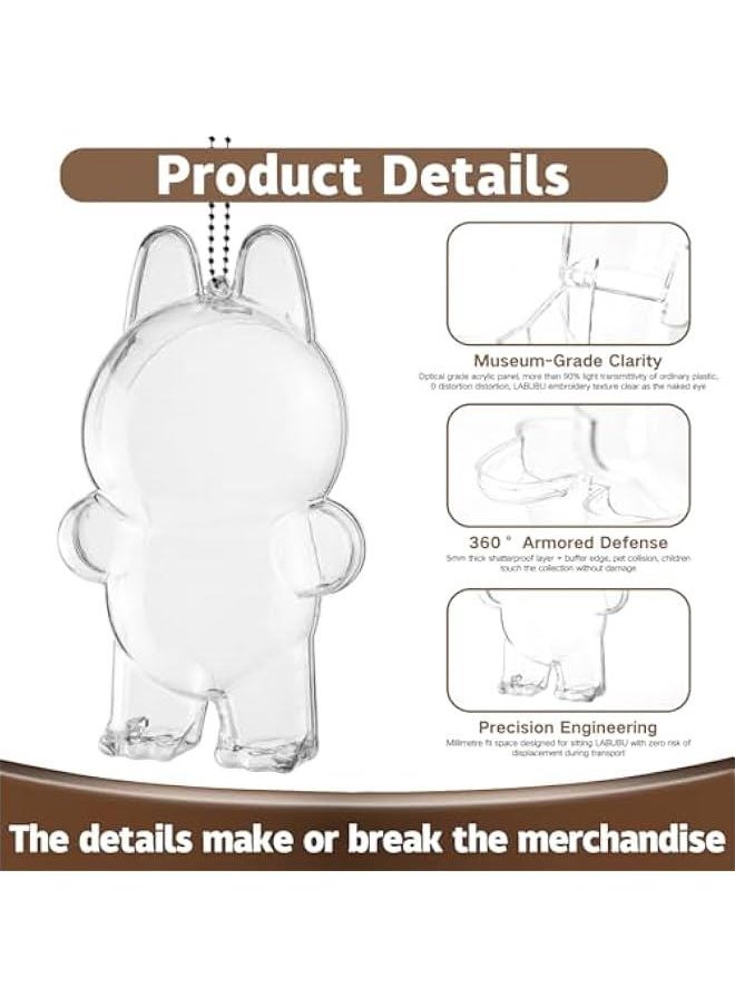Arabest Clear Figure Display Case Compatible with LABUBU Have a Seat Plush Toy, Protective Cover with Keychain,Transparent PVC Bag for Storage(Standing)  - Image 3
