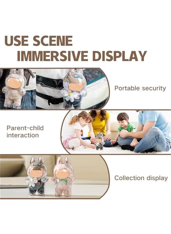 Arabest Clear Figure Display Case Compatible with LABUBU Have a Seat Plush Toy, Protective Cover with Keychain,Transparent PVC Bag for Storage(Standing)  - Image 4